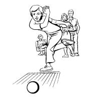 A coloring page of games and activities